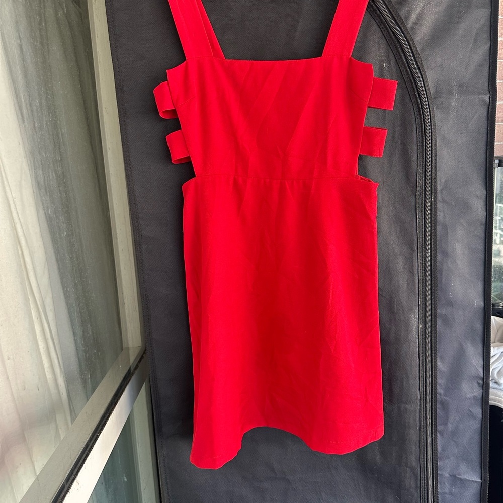 Forever 21 Bright Red Zip-Up Mini Dress with cutouts